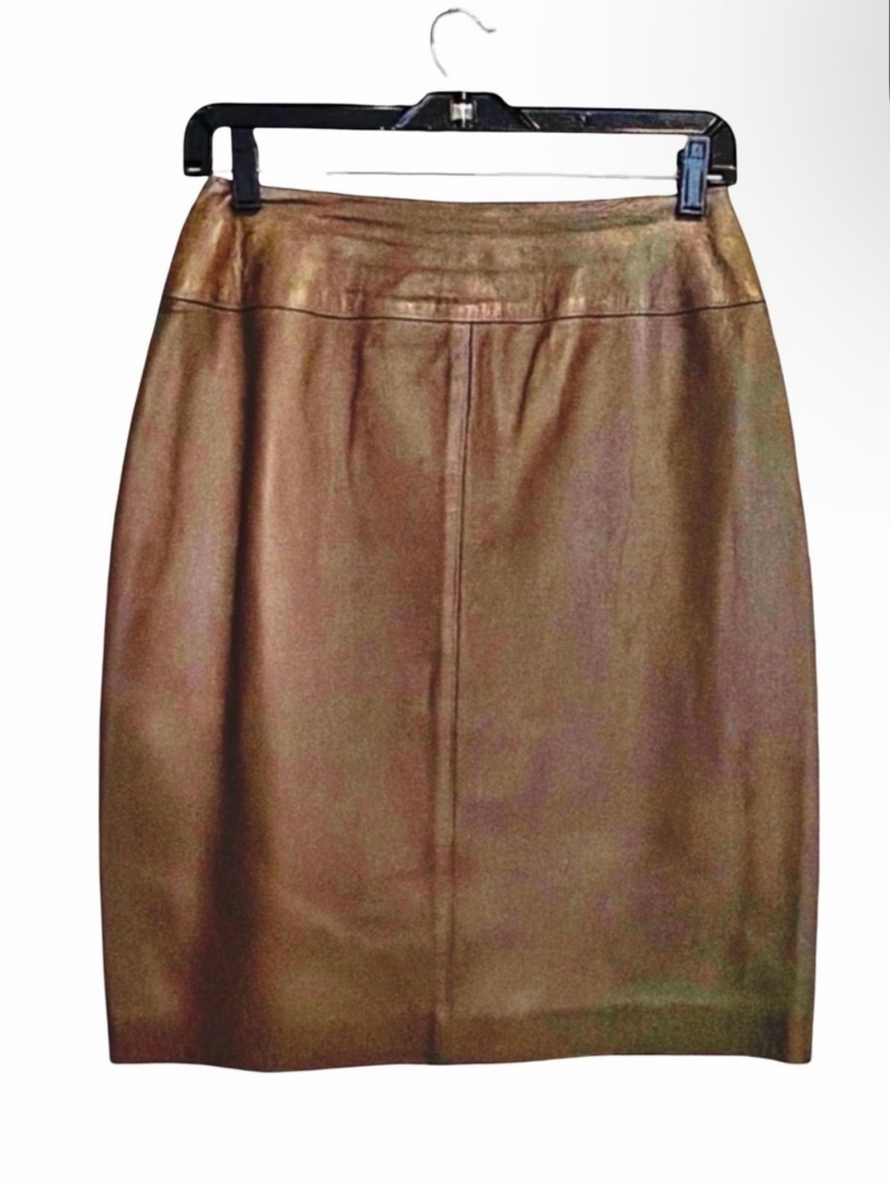 Carlisle Genuine Leather Pencil Skirt Bronze Metallic Luxury Career Classic | 6